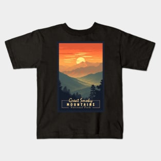 Great Smoky Mountains national park vintage travel poster Kids T-Shirt